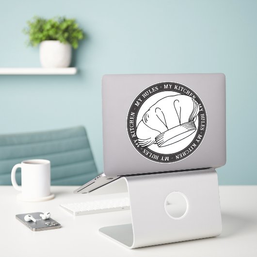 Sticker Ma cuisine Mes règles Citation Chef Chef (Ordinateur portable sur le bureau)
