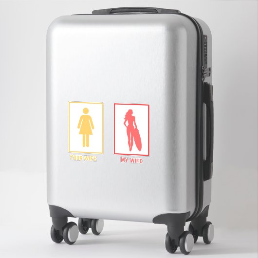 Sticker Ma femme contre ta femme | surfer (Sur valise)