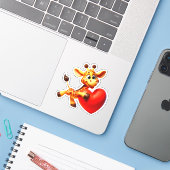 Sticker Ma girafe valentine (Ordinateur portable avec iPhone)