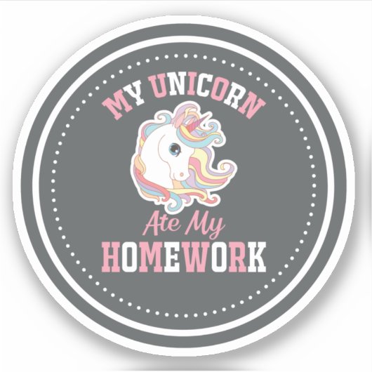 Sticker Ma Licorne a Mangé Mon Devoir (Devant)