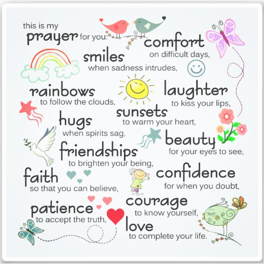 Sticker Ma Prière Pour Vous Bénédictions (Devant)