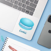 Sticker Macaron bleu pop art (Ordinateur portable avec iPhone)