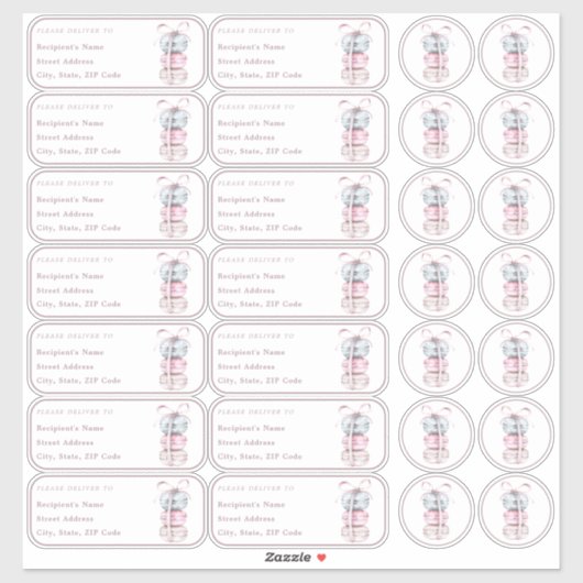 Sticker Macaron Nom individuel adresse + enveloppe (Feuille)