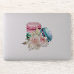 Sticker Macarons et fleurs colorés Aquarelle
