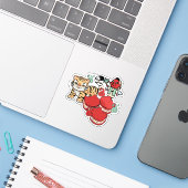 Sticker Macarons Kawaii Tigre, Tengu & Chat (Ordinateur portable avec iPhone)