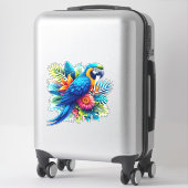 Sticker Macaw tropicale bleue et colorée (Sur valise)
