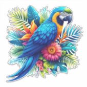Sticker Macaw tropicale bleue et colorée (Devant)