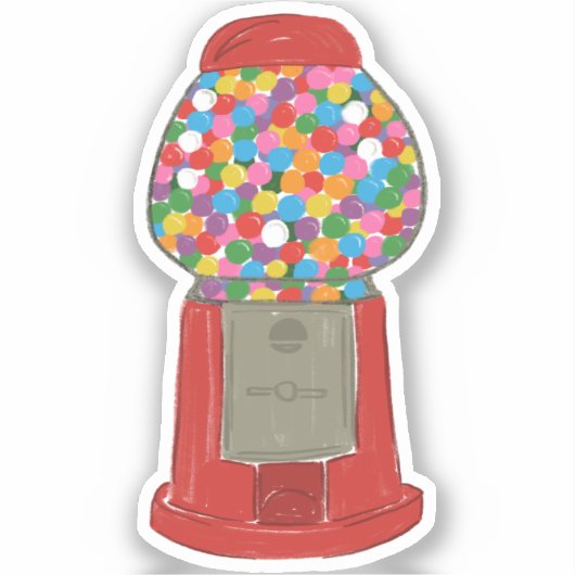 Sticker Machine de gumball rouge classique Candy Bubble Gu (Recto)