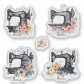 Sticker Machines à coudre Antiques Ornées avec des Fleurs (Devant)