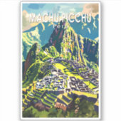 Sticker Machu Picchu Pérou Amérique du Sud Voyage Art Vint (Devant)