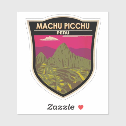 Sticker Machu Picchu Pérou Voyage Art Retro (Feuille)