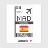 Sticker MAD Madrid Boarding Pass - Espagne Travel (Feuille)