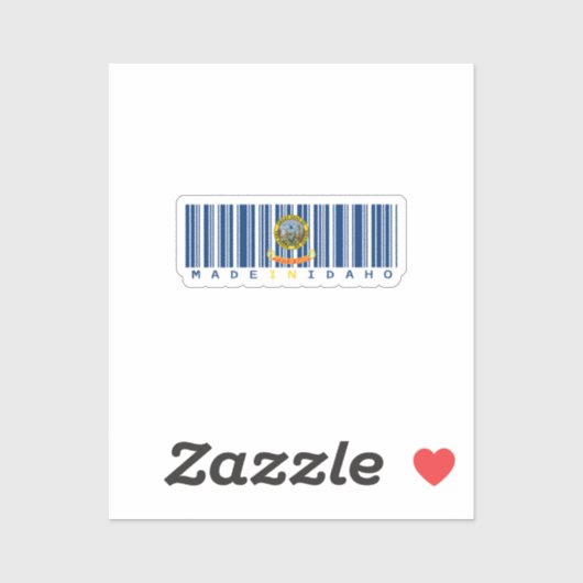 Sticker Made in Idaho Code Barcode - State Pride (Feuille)