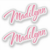 Sticker Madilynn nom rose cursive x2 (Devant)