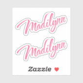 Sticker Madilynn nom rose cursive x2 (Feuille)