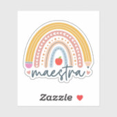 Sticker Maestra Arc-en-ciel, Cadeau d'appréciation de l'en (Feuille)