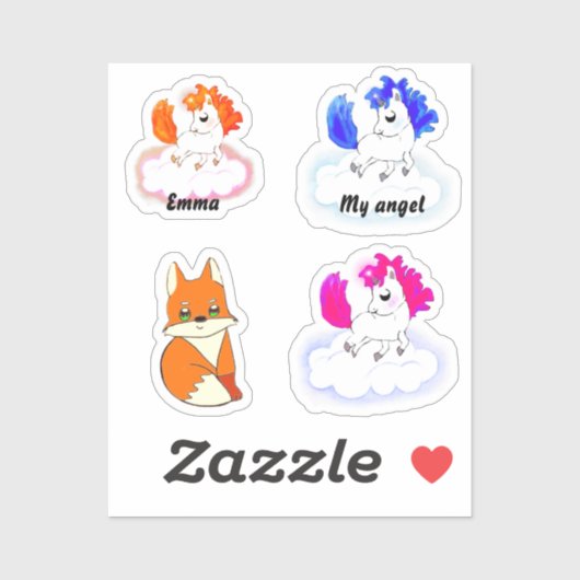 Sticker Magic baby unicorns fantasy art (Feuille)