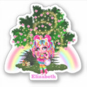 Sticker Magic rainbow girl conte de fées pixie poussière (Devant)