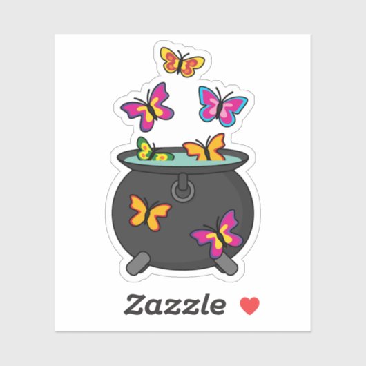 Sticker Magical Butterflies from a cauldron (Feuille)