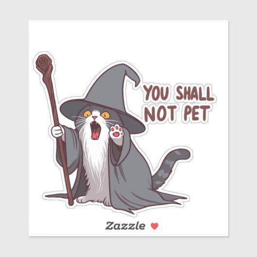 Sticker Magicien Chat, Tu Ne Dois Pas Caresser (Feuille)