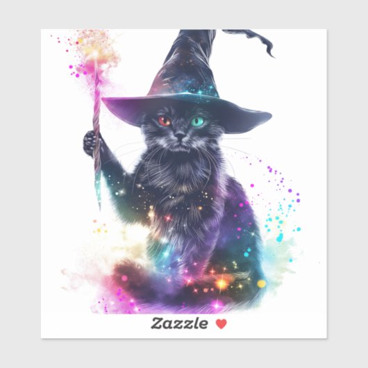 Sticker Magie de chat Wizard (Feuille)
