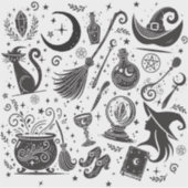 Sticker Magique sorcière Whimsical Wiccan Pagan Parti (Devant)