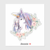 Sticker Magique Unicorne maman & bébé aquarelle (Feuille)