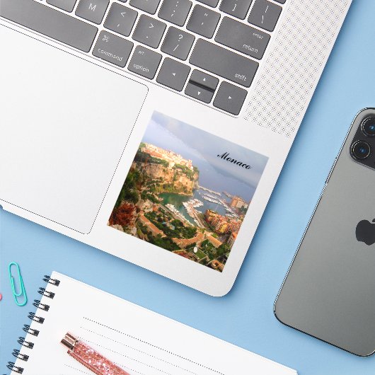 Sticker Magnet Monaco (Ordinateur portable avec iPhone)