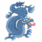Sticker Magnifique, Bleu, Dragon Oriental (Devant)