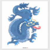 Sticker Magnifique, Bleu, Dragon Oriental (Feuille)