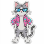 Sticker Magnifique Cool Retro Gamer Cat (Devant)
