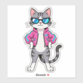Sticker Magnifique Cool Retro Gamer Cat (Feuille)