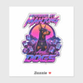 Sticker Mahjong & Dogs Synthwave Doberman Art (Feuille)
