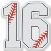 Sticker Maillot de Baseball Numéro 16 (Devant)