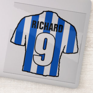 Sticker Maillot de football bleu et blanc à personnaliser.