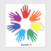 Sticker Main arc-en-ciel (Feuille)