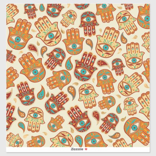 Sticker Main de Hamsa - Main de Fatima Turquoise Terracott (Feuille)
