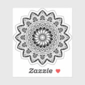 Sticker Main noire et blanche dessinée Mandala (Feuille)