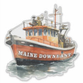 Sticker Maine Downeast Bateau Pêche (Devant)