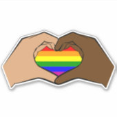 Sticker Mains du coeur LBGTQ+ Fierté (Devant)