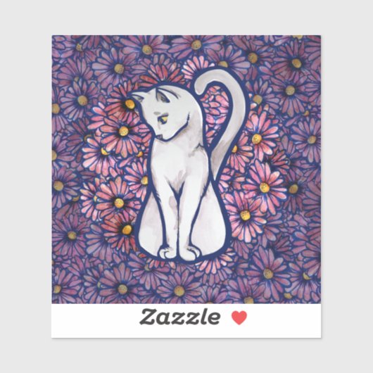 Sticker Maisies blanches de chats (Feuille)