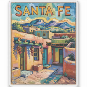 Sticker Maison Adobe Art de Voyage Santa Fe de Style Van G