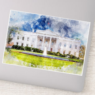 Sticker Maison Blanche à Washington DC Watercolor