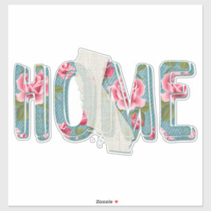 Sticker Maison de Californie Roses Vintages Aqua Grunge