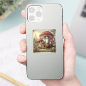 Sticker Maison de Campagne Rétro Champignons et Faune (Téléphone)