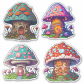 Sticker Maison de champignons de fées mignonnes (Devant)