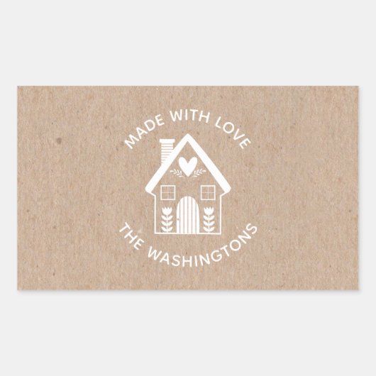 Sticker Maison de Noël Fabriqué avec amour Kraft (Devant)