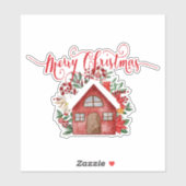 Sticker maison de Noël Joyeux (Feuille)