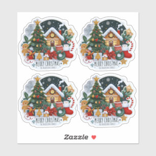 Sticker Maison de Noël Stocker feuille de bonhomme de neig
