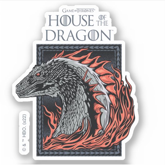 Sticker MAISON DU DRAGON | Profil de dragon en flammes (Devant)
